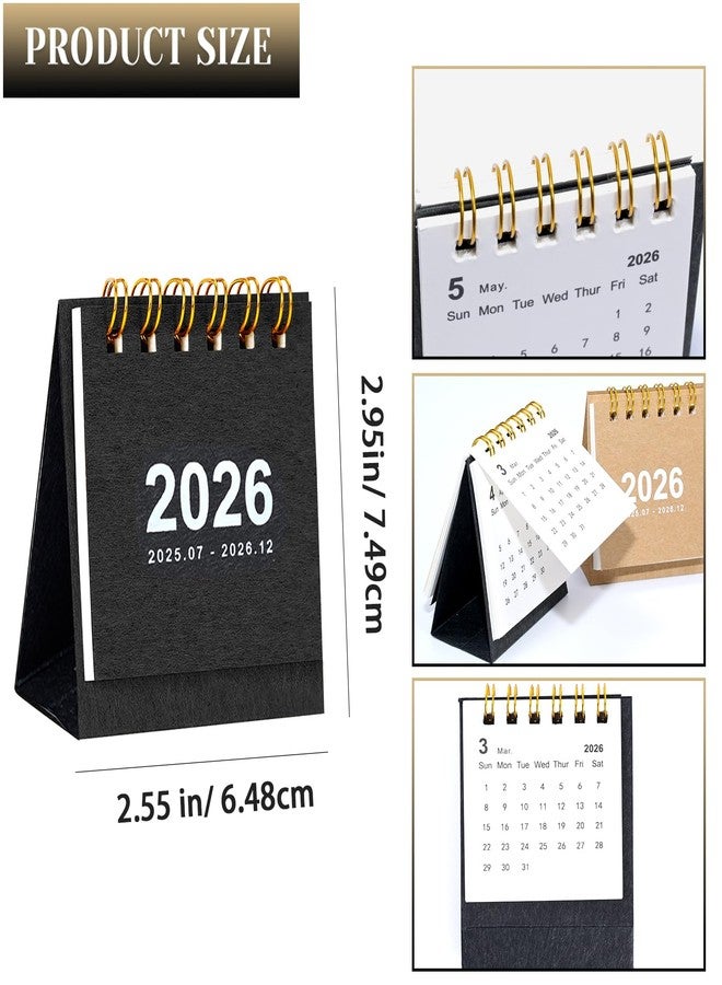 Vukasi 2Packs Mini Desk Calendar 2025-2026, Small Standing Flip Desk Calendar 2026, July 2025 until Dec 2026 Monthly Desktop Calendar for Daily Schedule School Office Supplies - Image 2